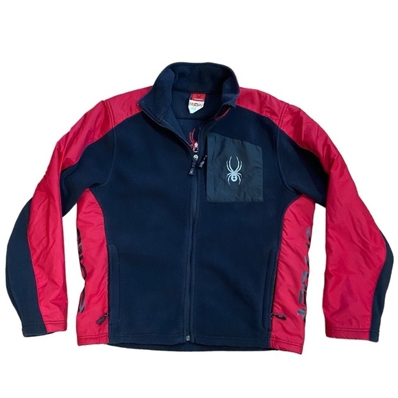 Spyder Red And Black Mens Winter Fleece Jacket Size Medium - Picture 1 of 9